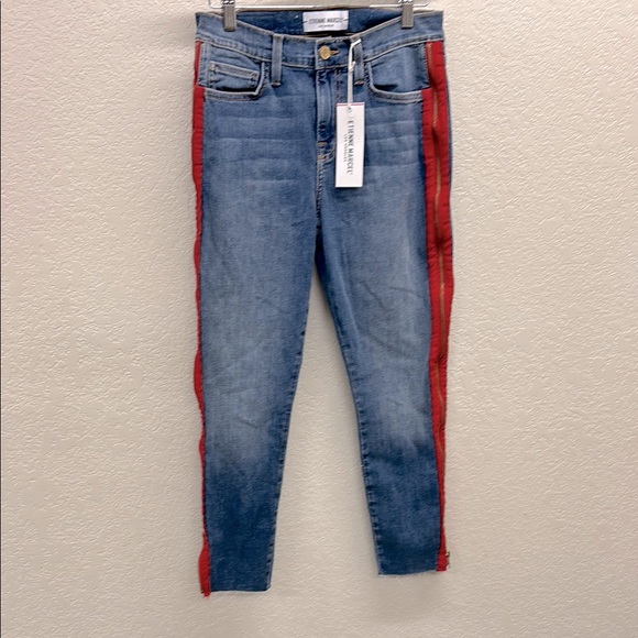 Etienne Marcel Los Angeles Red Zipper Ankle Jeans Size 29 - Picture 2 of 8